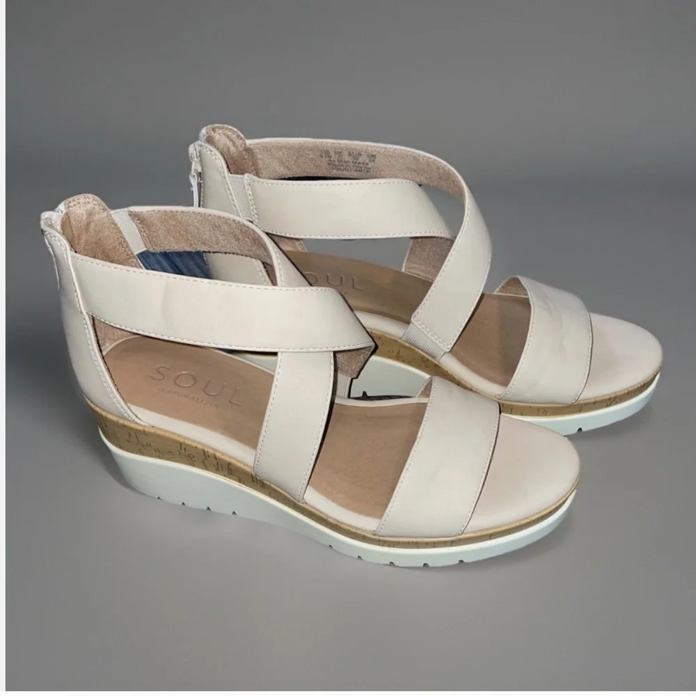 Soul Naturalizer Wedge Sandals 8.5 Wide Goodtimes Porcelain - Picture 7 of 15